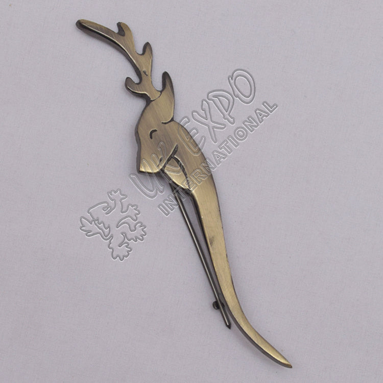 Deer Brass Antique Kilt Pin