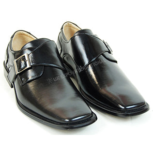 Polished Black Leather Double Monk Strap Formal Shoes