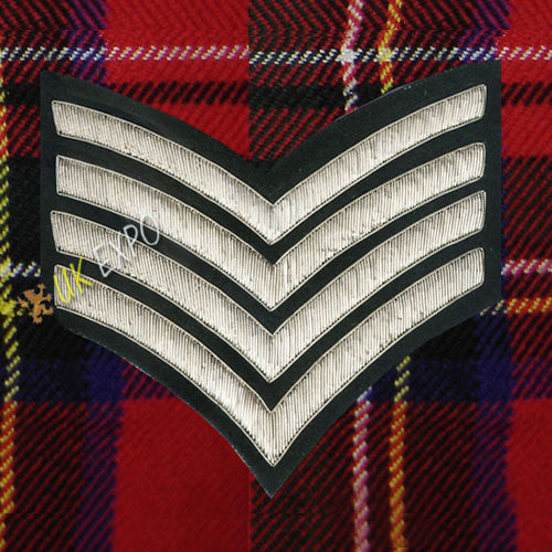 Drum Major 4 Stripe Silver Bullion Chevron
