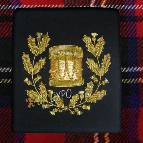 Pipe Major Drum Arm Blazer Embroidered Gold Bullion Wire Badge
