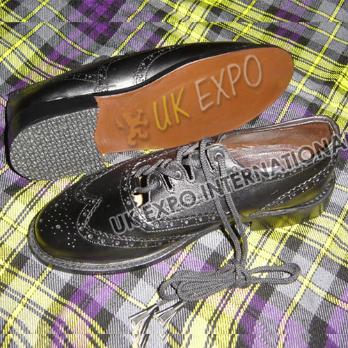 Edge Cut Style Black Ghillie Brogues PVC Dull Upper With Sole