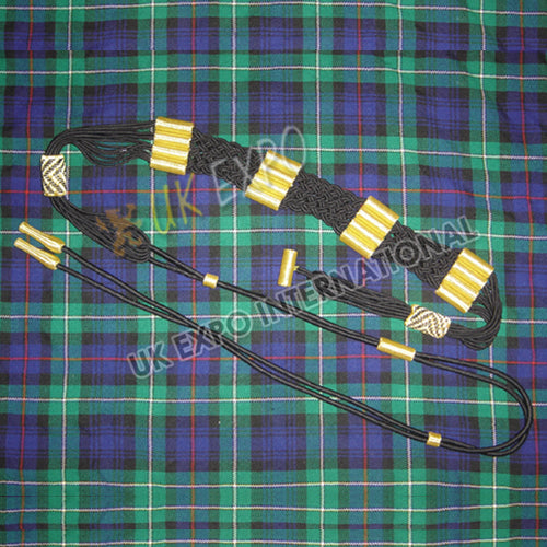 Black Hussar Barrel Sash Gold Rope