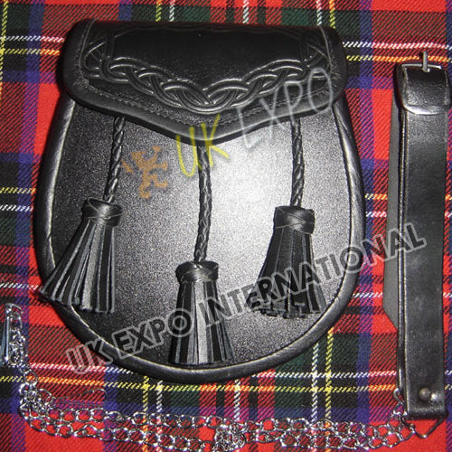 Leather Embossed Black Smart Sporran