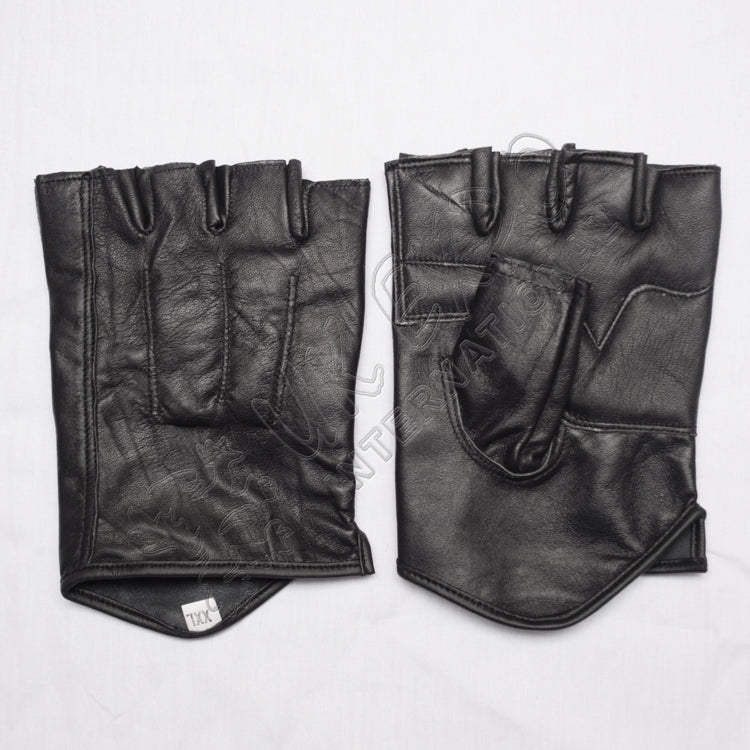 Black Leather Fingerless Gloves