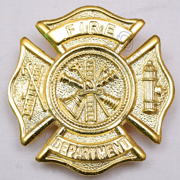 Fire Department Brass Polish Metal Badge