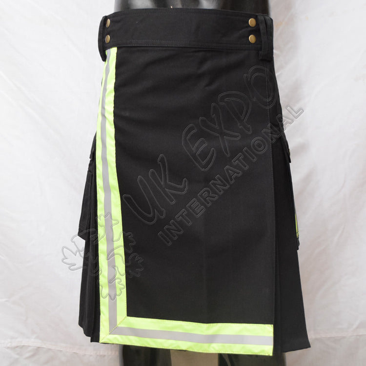 Black Fire Man Light Green Tape Utility Kilt