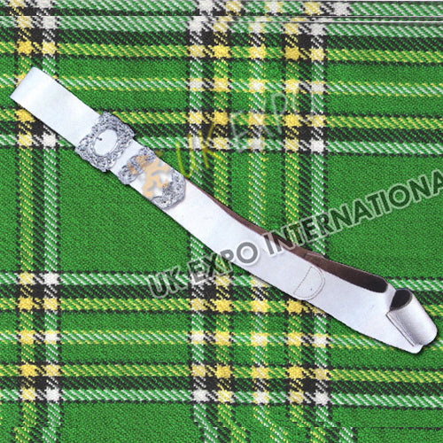 Flag Holder Belt White Leather