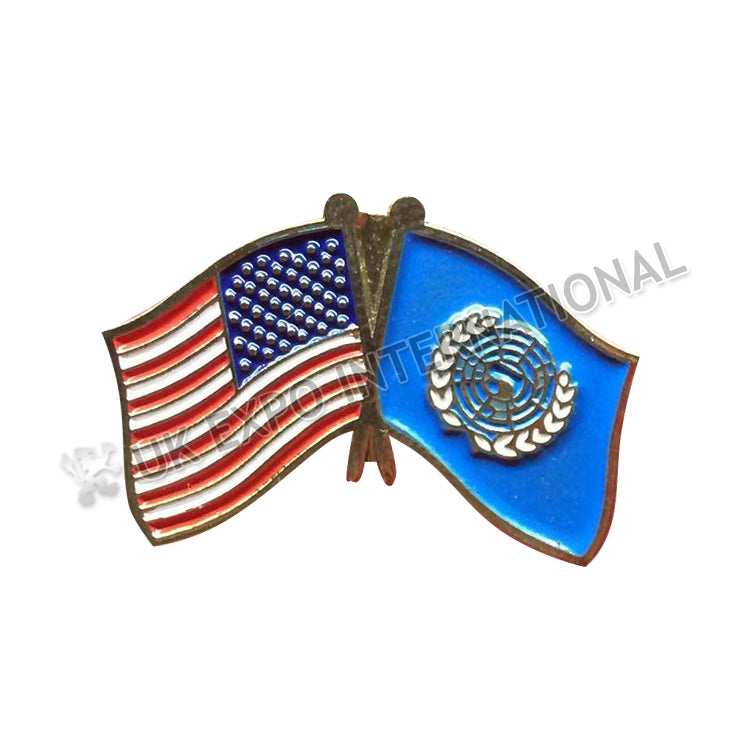 United Nations & USA Friendship Style Flag Pin