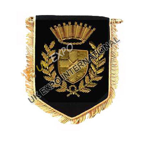 Handmade Gold Bullion Embroidered Bagpipe Banner