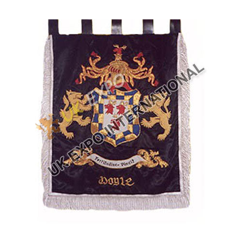 Doyle Family Coat of Arms Embroidered Bullion Banner