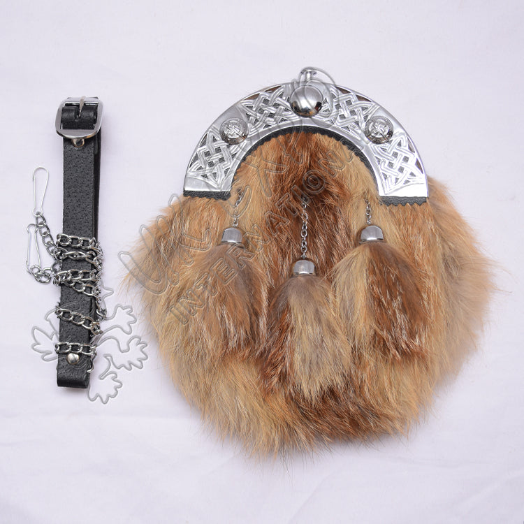 Fox Fur Full Dress Celtic Cantle Sporran