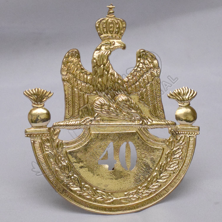 French Grenadier 1812 40th Regiment Shako Brass Plate