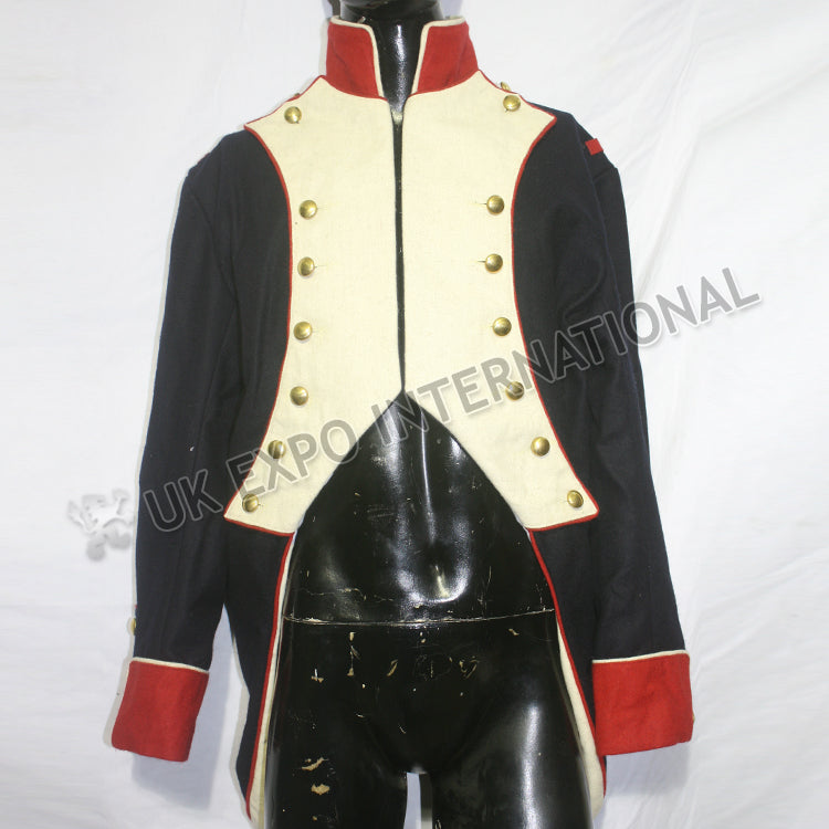 Dark Blue White Front French Habit Coat