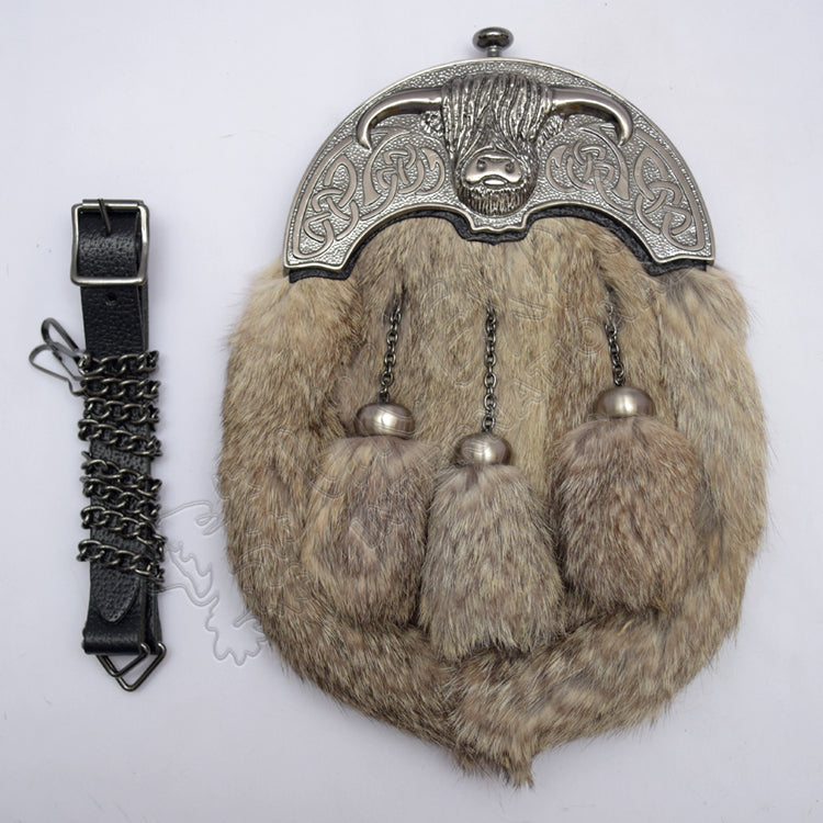 Ox Cantle Rabbit Gray Fur Sporran