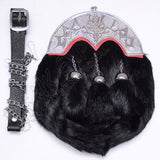 Black Rabbit Fur Full Dress Scottish Flower Sporran