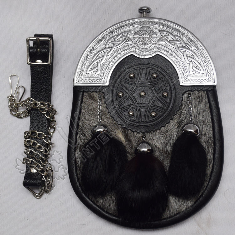 Chrome Cantle Gray Multi Fur Sporran