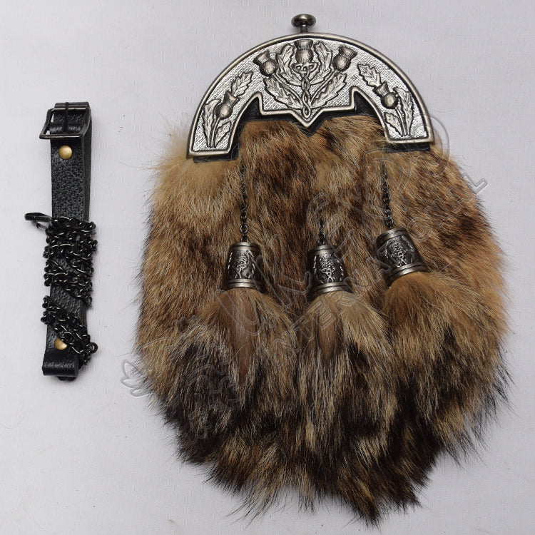 Antique Gray Brown Fox Fur Sporran
