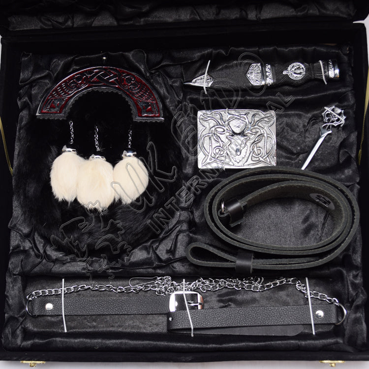 Full Dress Sporran 6 Pieces Thistle Style Box