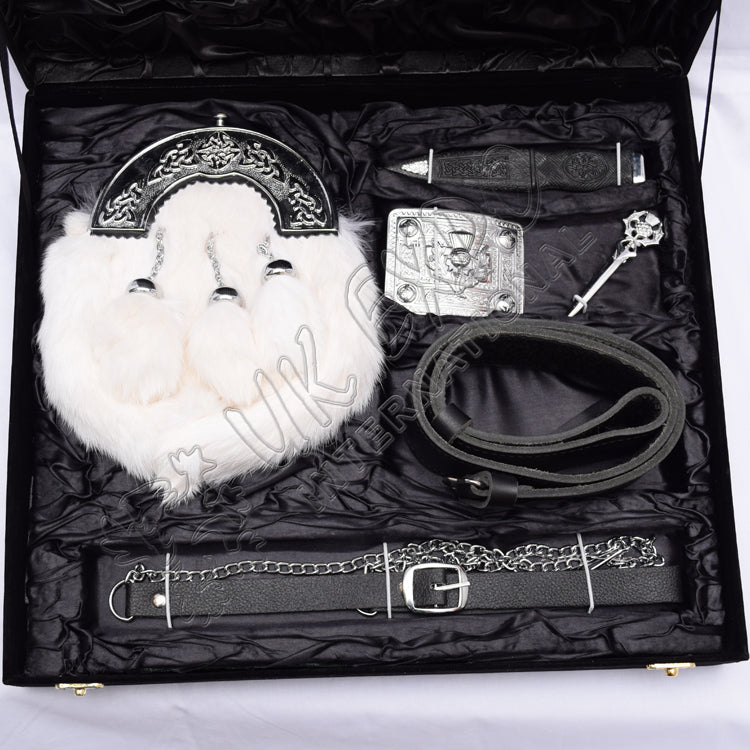 Scottish Flower Thistle Full Dress Sporran Set Box