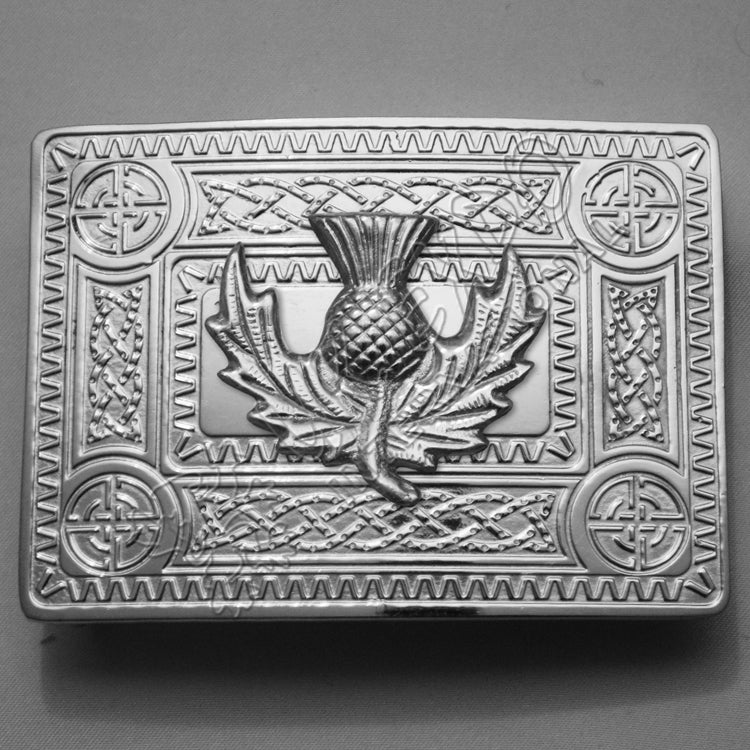 Full Polish Celtic Buckle With New Model Of Thistle Badge