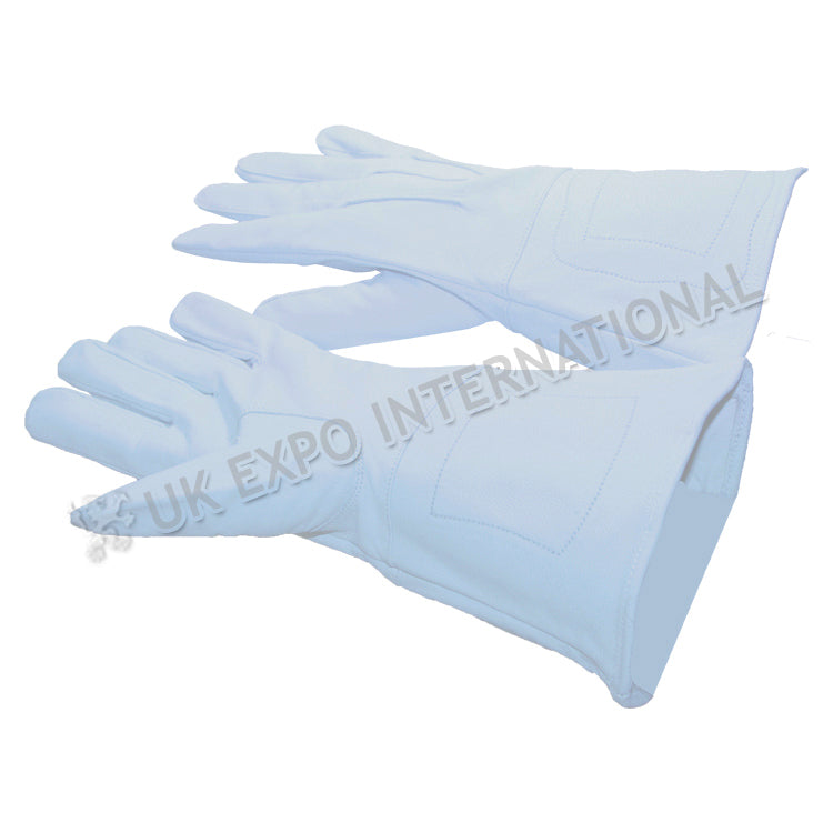 White Soft Leather Gauntlet Gloves