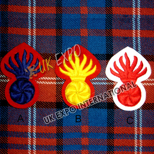 Military Grenade Bullion Embroidered Badge Set
