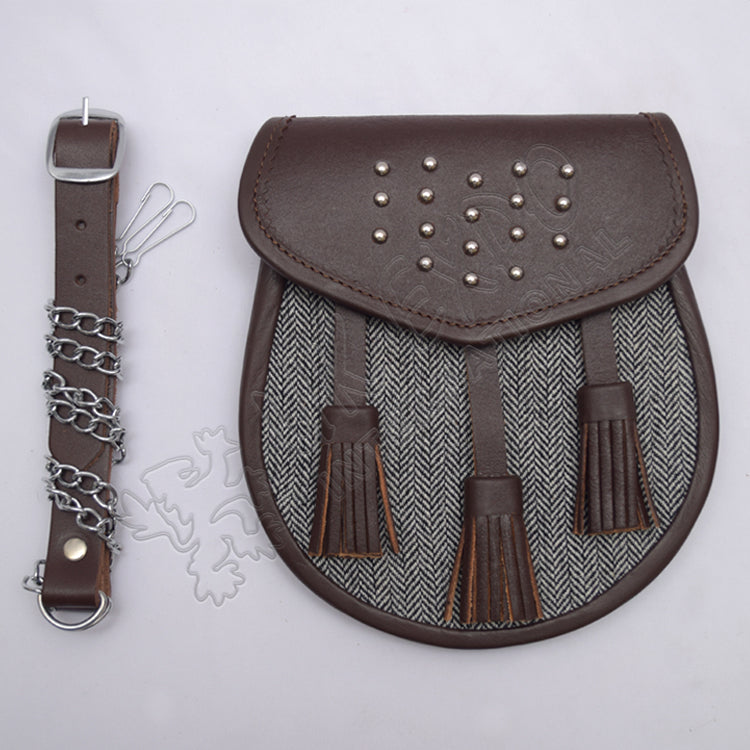 Brass Stud Leather Gladiator Sporran