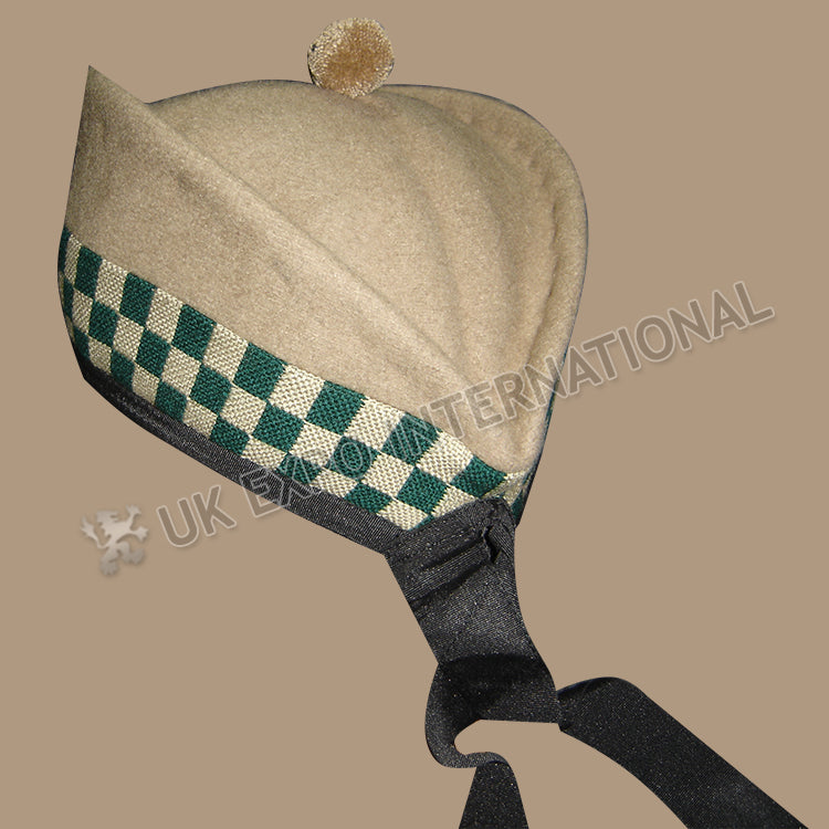Desert Tan Glengarry With Unique White & Green Dicing