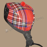 Royal Stewart Tartan Glengarry Hat With Red Pom