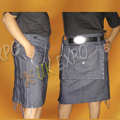 Ladies Blue Denim Jeans Kilt