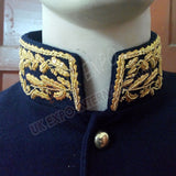 Dark Blue Military Gold Bullion Zari Hand Embroidered Greatcoat