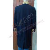 Dark Blue Military Gold Bullion Zari Hand Embroidered Greatcoat