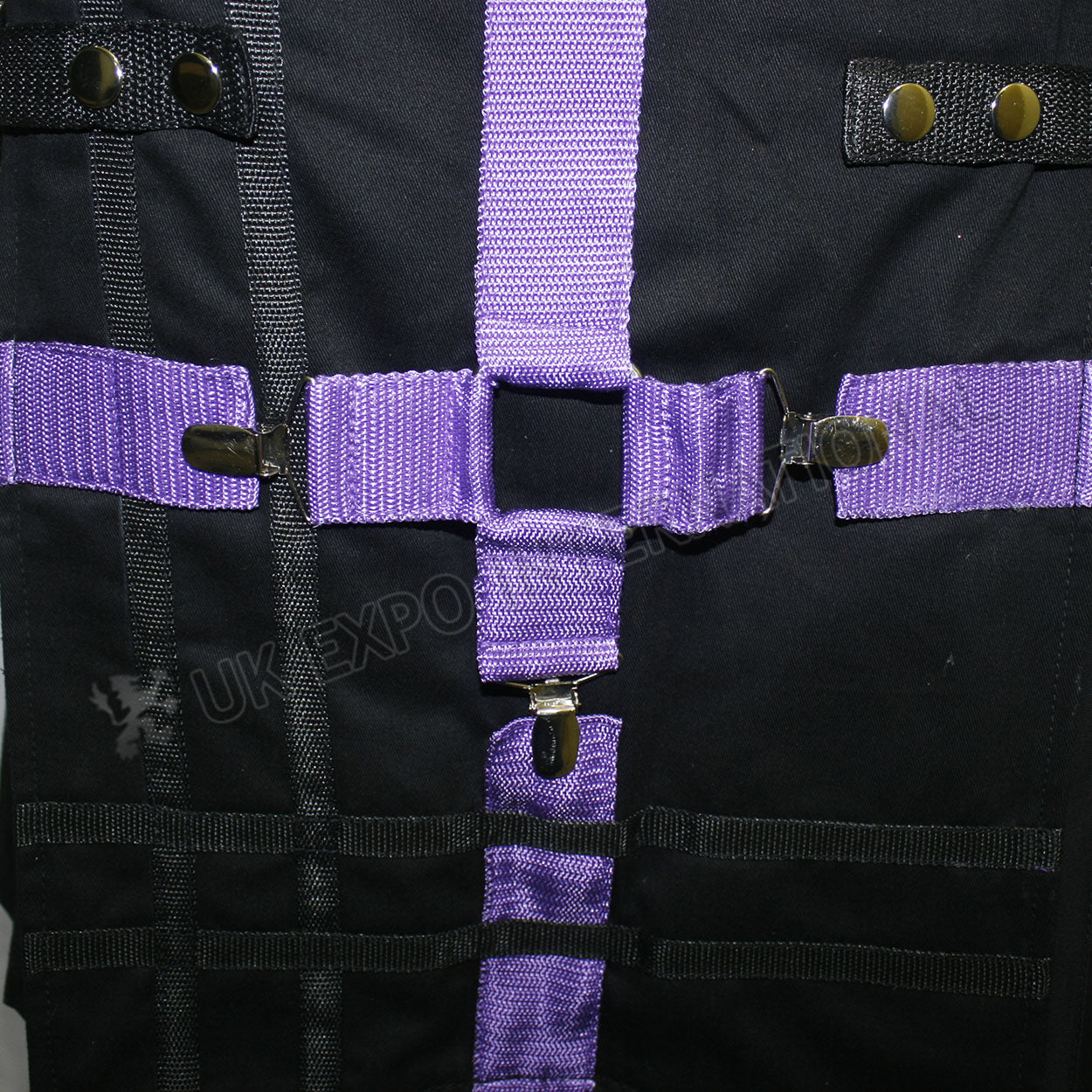 Black With Purple Strip Cargo Kilt