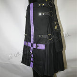 Black With Purple Strip Cargo Kilt