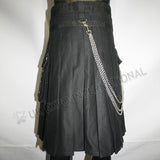 Black With Purple Strip Cargo Kilt