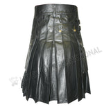 Black Real Leather Utility Kilt