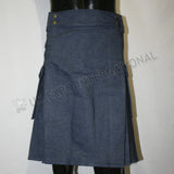 Blue Color Denim Utility Kilt