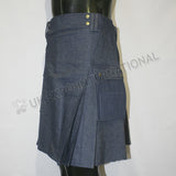 Blue Color Denim Utility Kilt