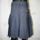Blue Color Denim Utility Kilt