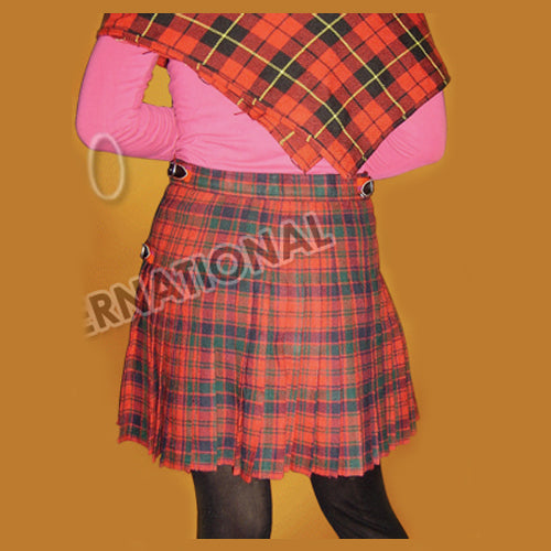 Green Stewart Tartan Ladies Mini Kilted Skirt