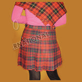 Green Stewart Tartan Ladies Mini Kilted Skirt