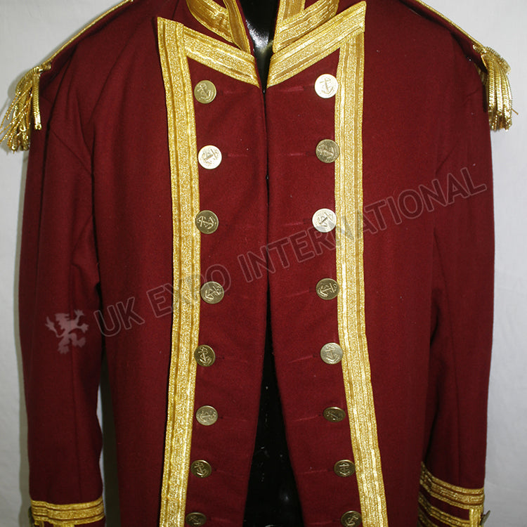 Captain Jack Aubrey Master Commander Red Wine Gold Braid Bullion Coat