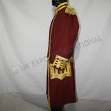 Captain Jack Aubrey Master Commander Red Wine Gold Braid Bullion Coat