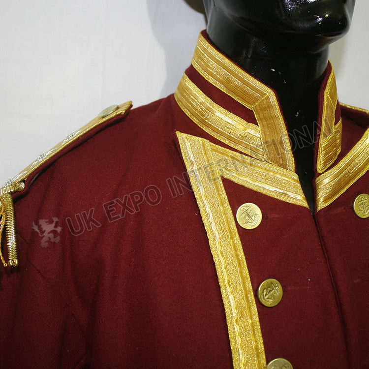 Captain Jack Aubrey Master Commander Red Wine Gold Braid Bullion Coat
