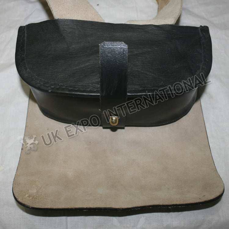 Black Cartridge Box Natural Leather Belt Attached Military Ammo Pouch