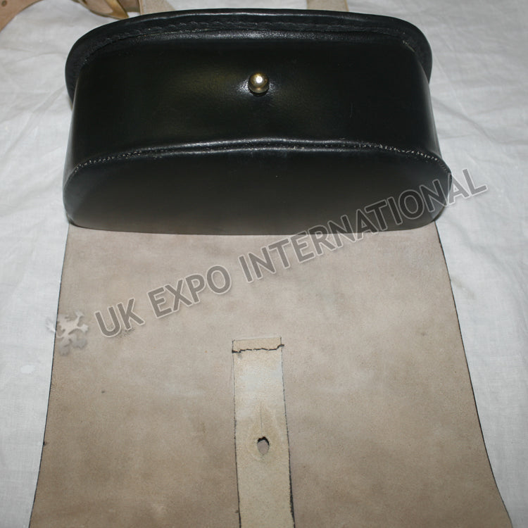 Black Cartridge Box Natural Leather Belt Attached Military Ammo Pouch