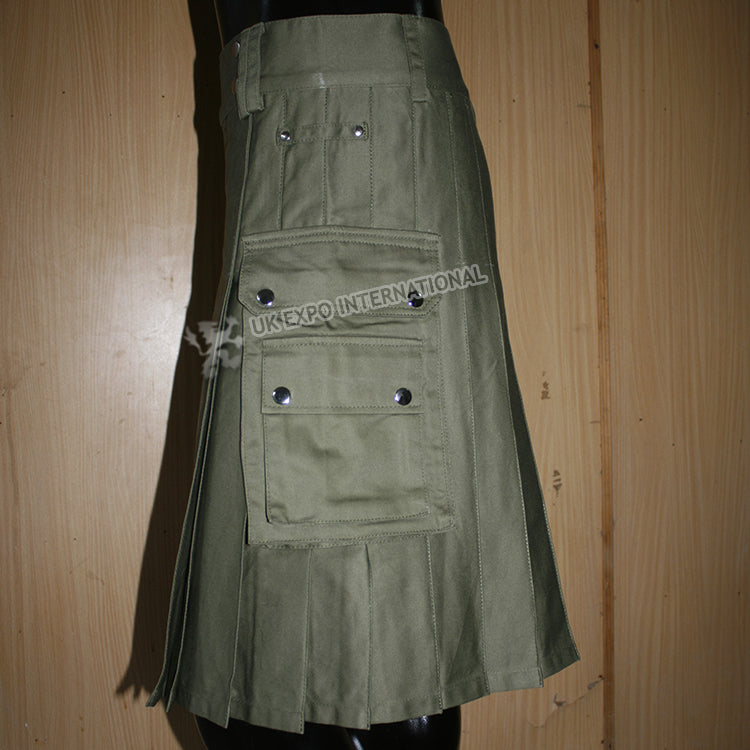 Dark Olive Heavy Canvas Utility Kilt