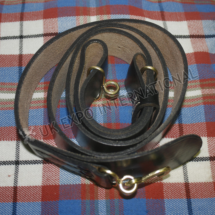 Civil War Black Leather Snake Buckle Waist Belt