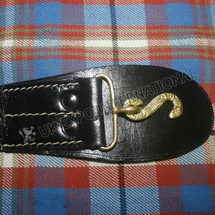 Civil War Black Leather Snake Buckle Waist Belt