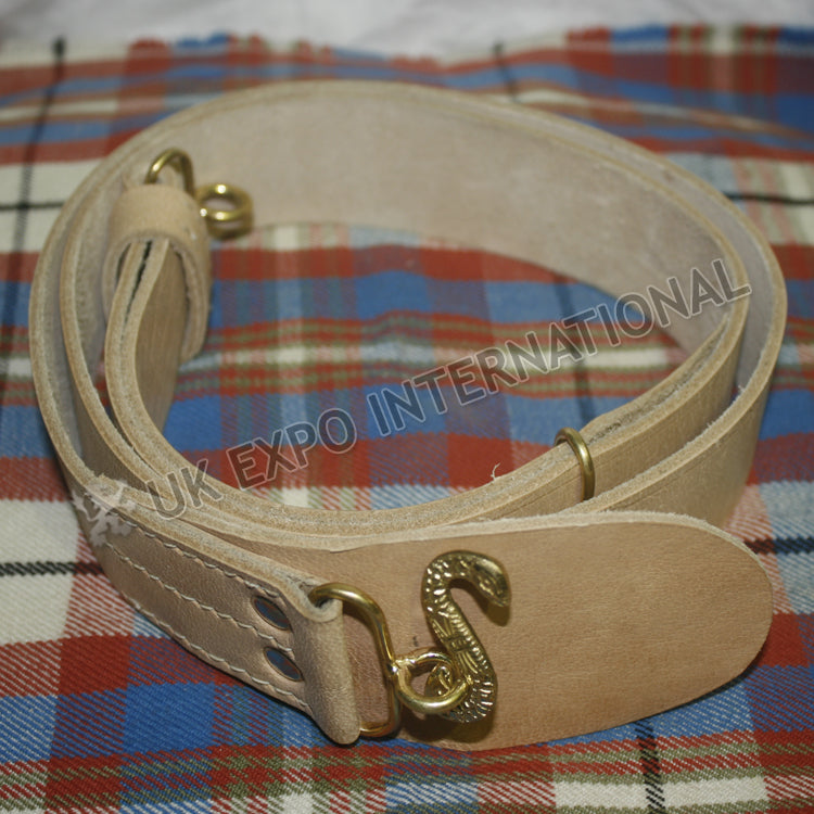 Civil War Natural Leather Snake Buckle Waist Belt